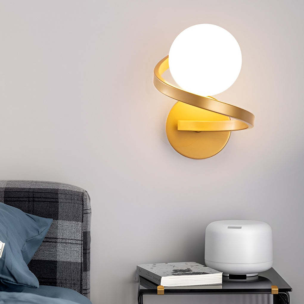 Modern curved black wall sconces, Lighom — Warm White (3000K) / Brushed Gold