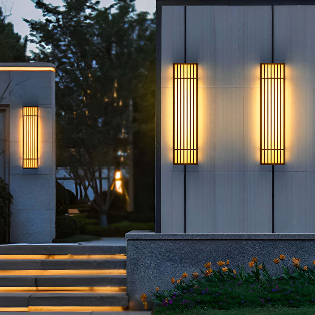 Retro Vertical Stripe Grid LED Brown Wall Lamp