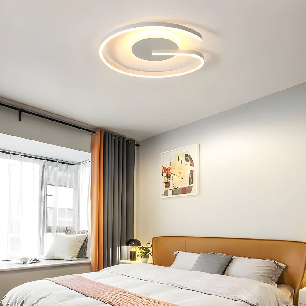 White/Black Open Ring LED Bedroom Flush Mount Ceiling Light — 15.7'' / White / 3 Step Dimming
