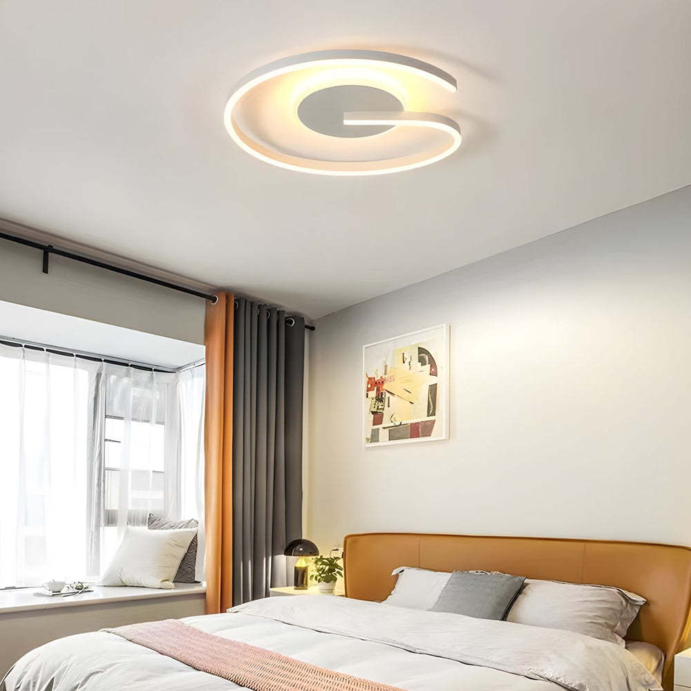 White/Black Open Ring LED Bedroom Flush Mount Ceiling Light — 15.7'' / White / 3 Step Dimming