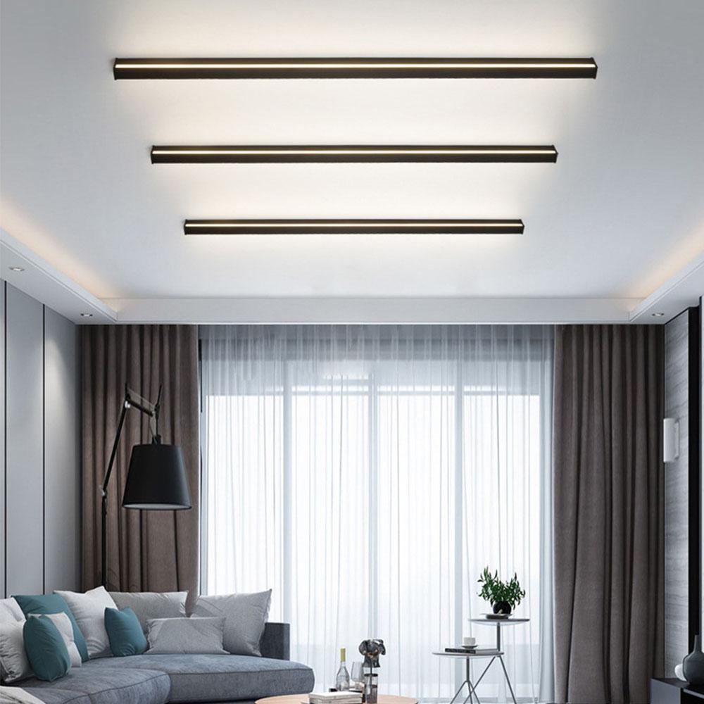 Long Strip Dimmable LED RGB Black Minimalist Outdoor Light Post Lights-Lighom