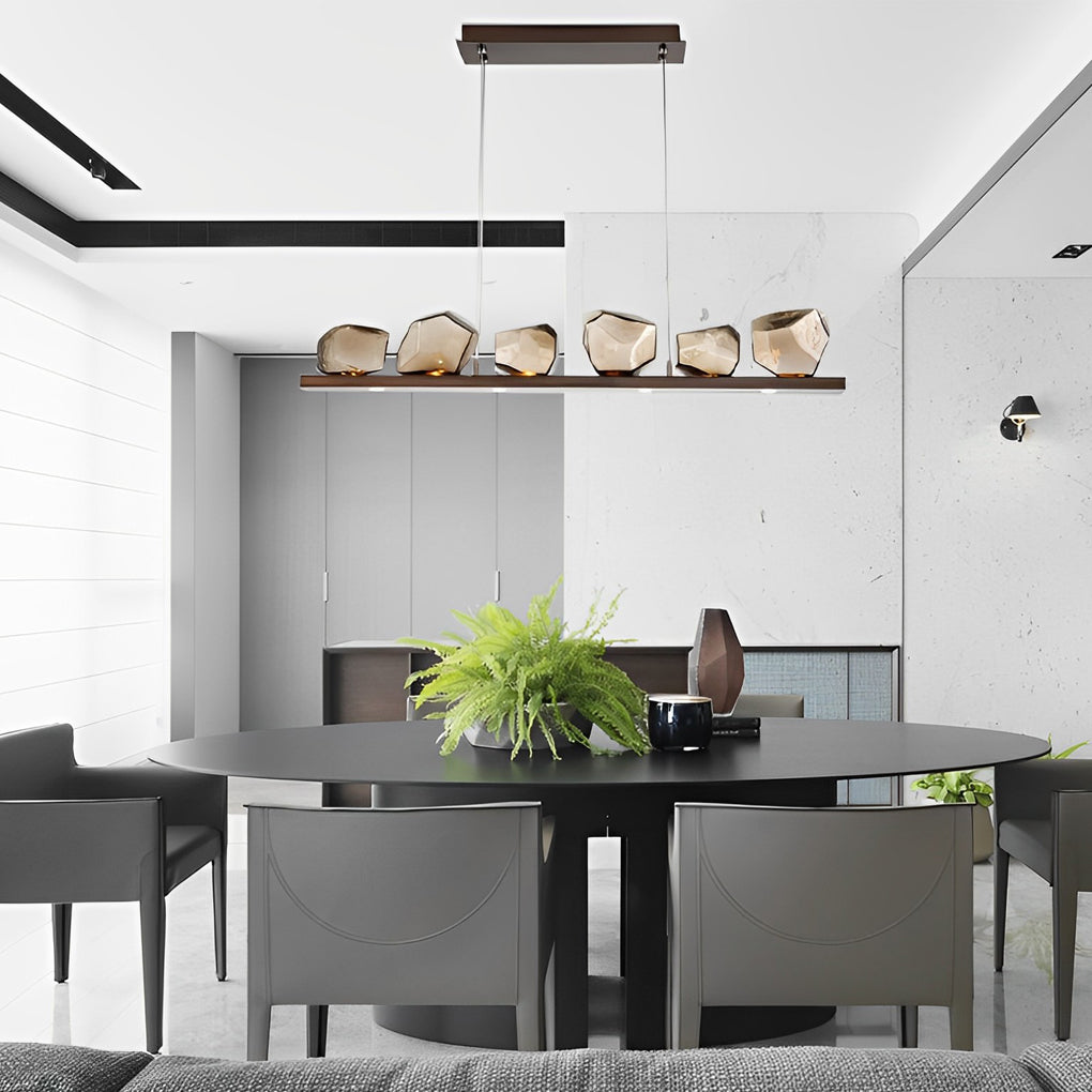 Irregular Glass Shade Stone Cognac Modern Chandelier