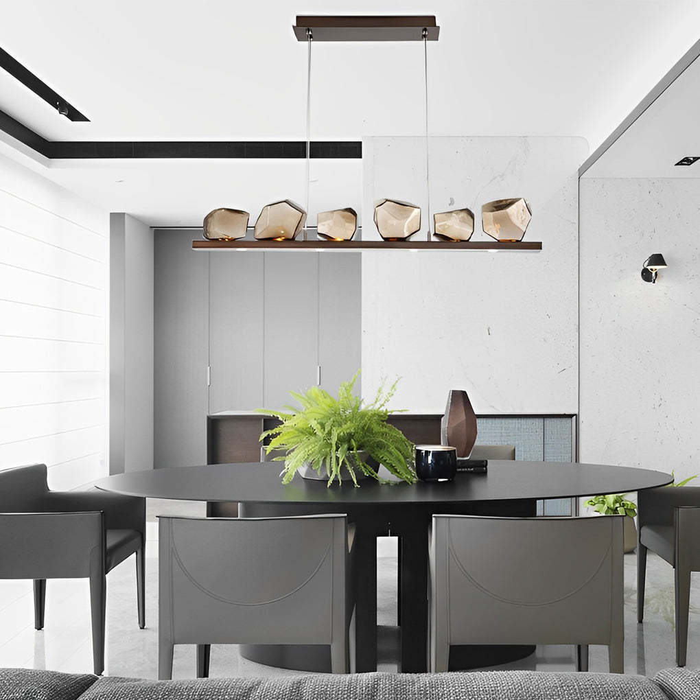 Irregular Glass Shade Stone Cognac Modern Chandelier