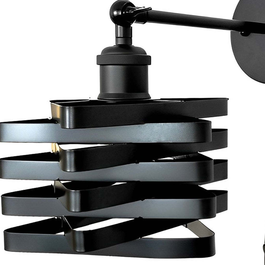 Creative Iron Adjustable Black Industrial Style Swing Arm Wall Sconces with Plug-Lighom