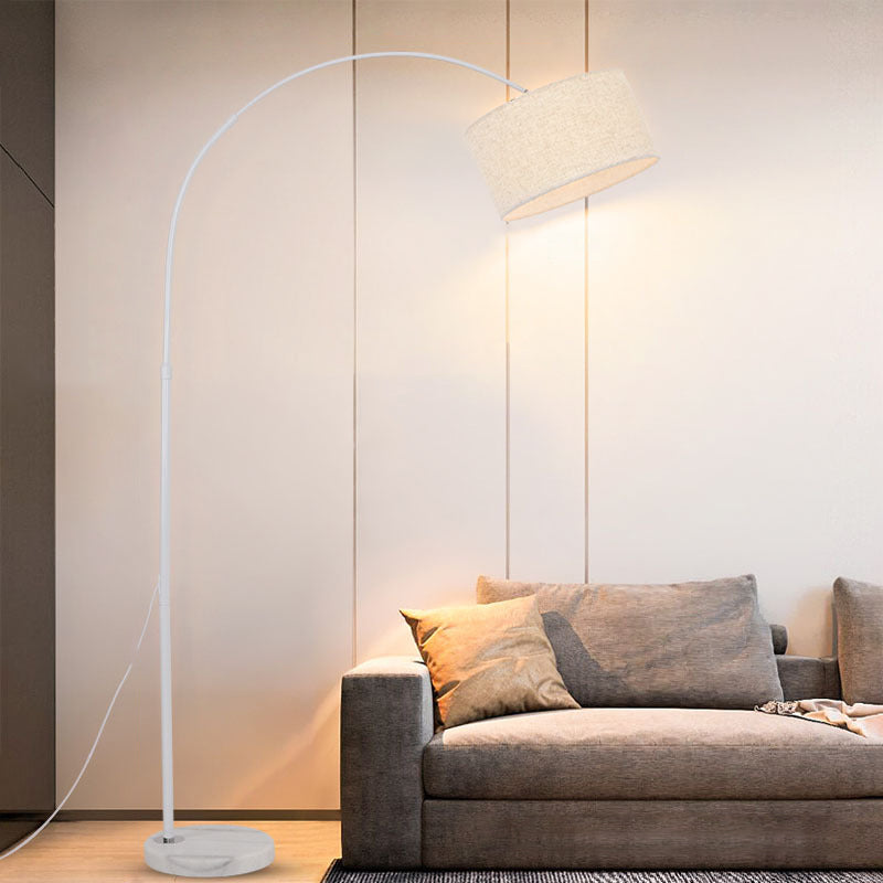 Marble Base and Shaded Adjustable Arc Floor Lamp-Lighom