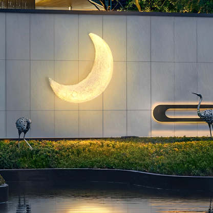 Creative Resin Moon Waterproof LED Modern Outdoor Wall Sconce Lighting-Lighom