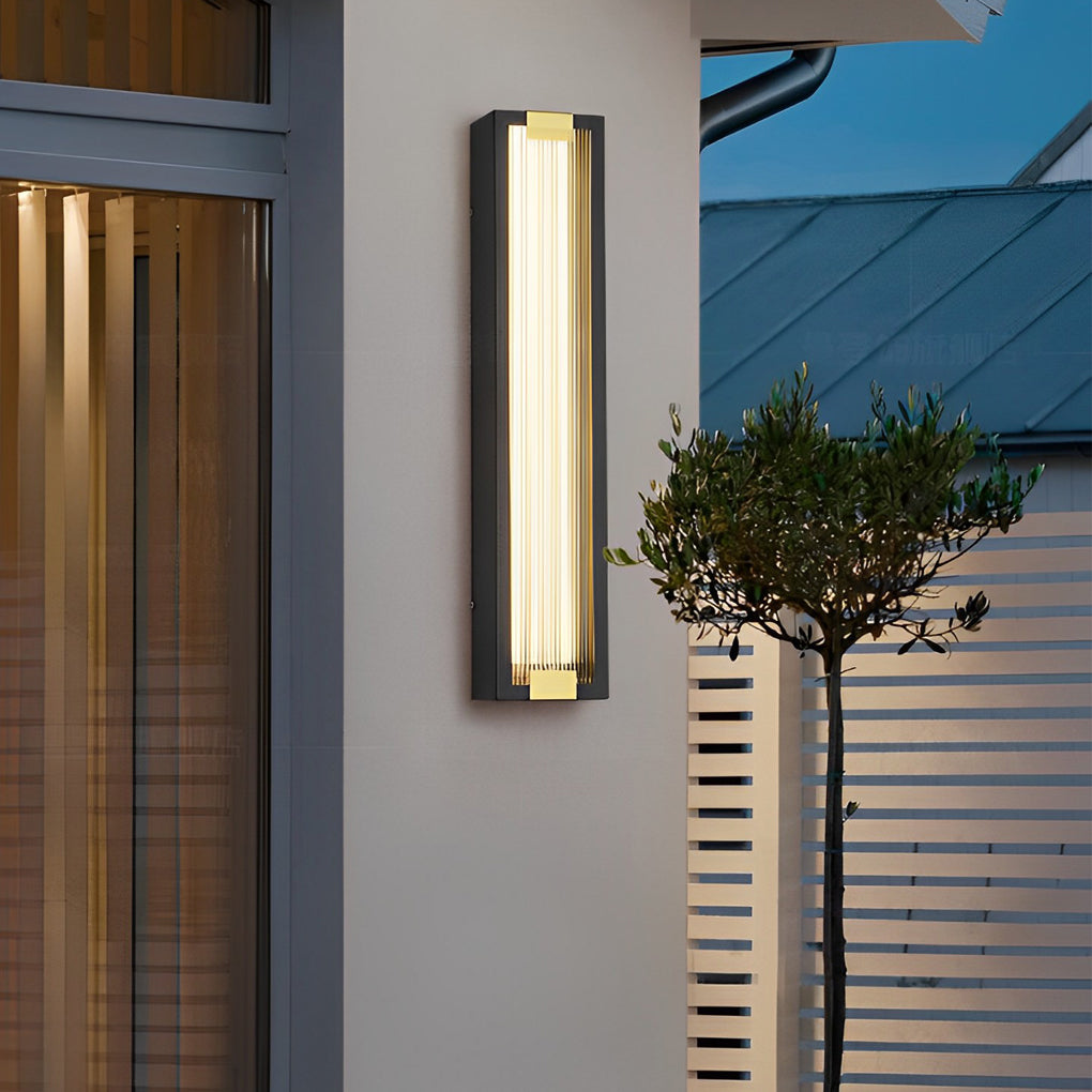 Rectangular Waterproof LED Black Modern Porch Lights Wall Sconces-Lighom