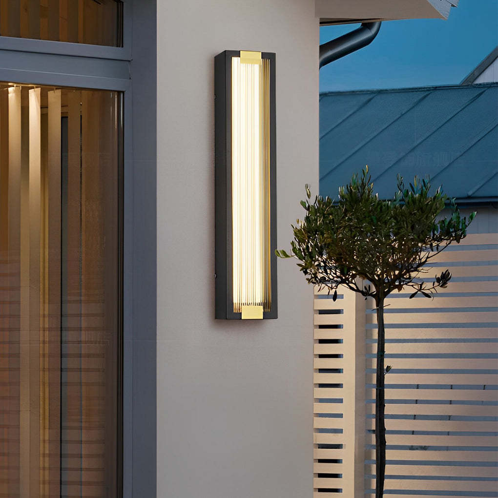 Rectangular Waterproof LED Black Modern Porch Lights Wall Sconces-Lighom