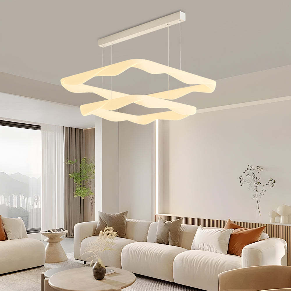 Square Ring Cream Dimmable LED Modern Chandelier