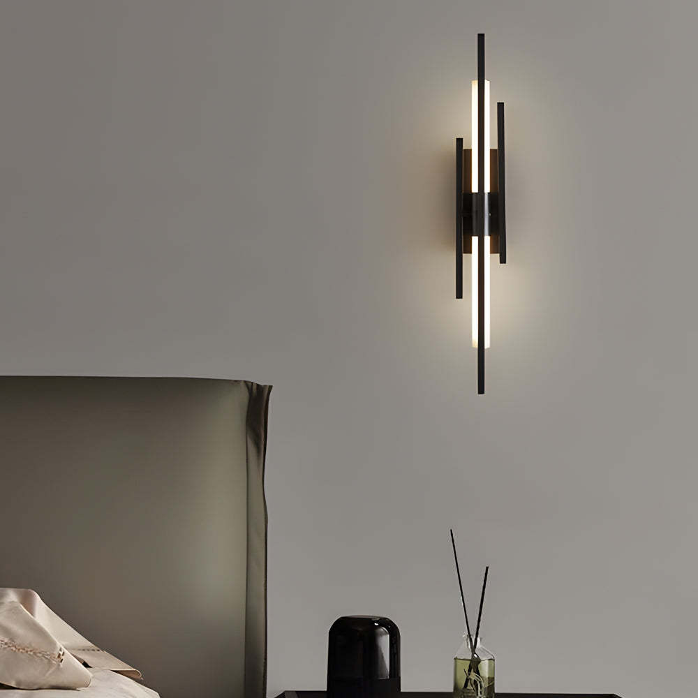Iron Acrylic Grille Strip Modern LED Wall Light — Black / Warm White