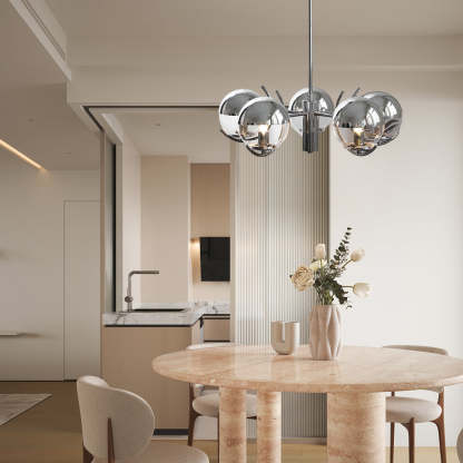 4/5-Light Glass Globe Iron Nordic Chandelier