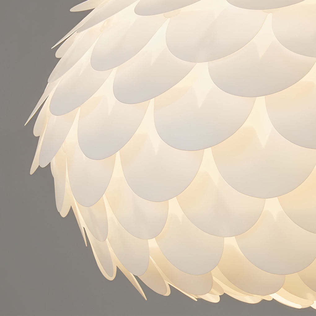 Round Fish Scale Dimmable LED White Modern Pendant
