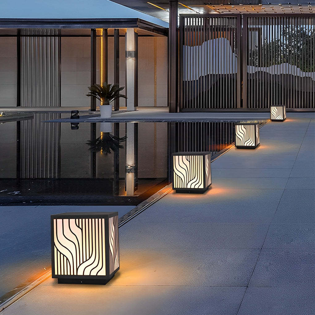 Square Creative LED Waterproof Modern Outdoor Fence Post Lights Pillar Light-Lighom