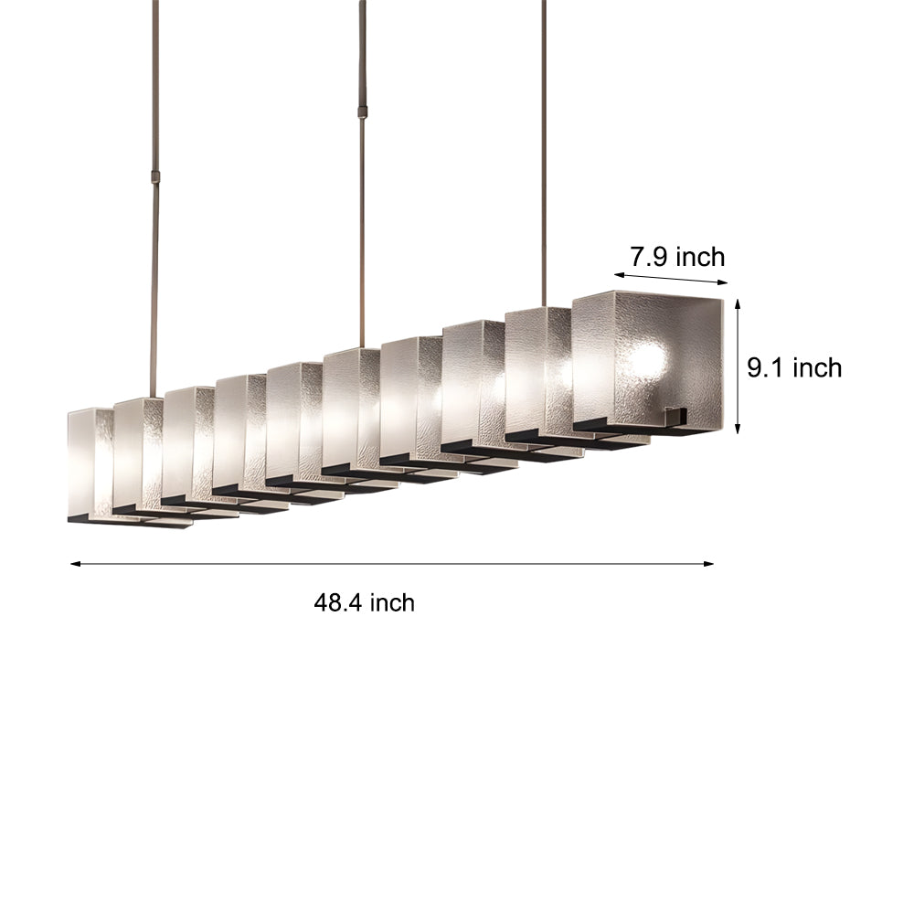 Long Glass LED Post-Modern Dining Chandelier