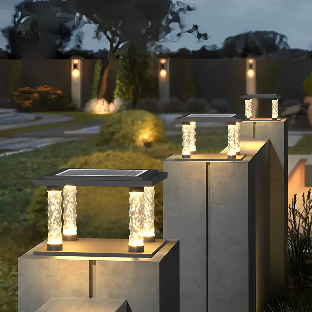 Bubble Lamppost Square Modern Solar Post Cap Light