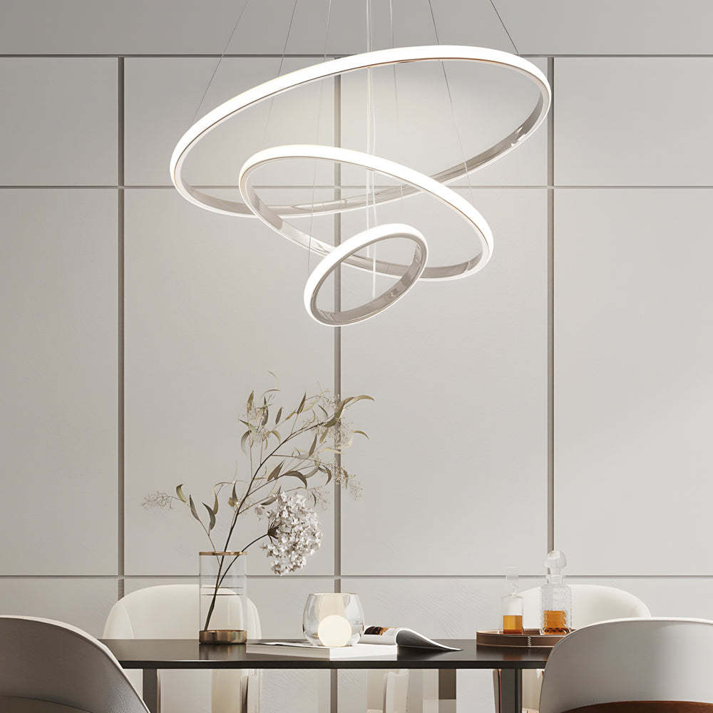 Contemporary Tiered Ring Chrome Chandelier