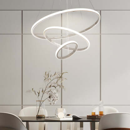 Contemporary Tiered Ring Chrome Chandelier