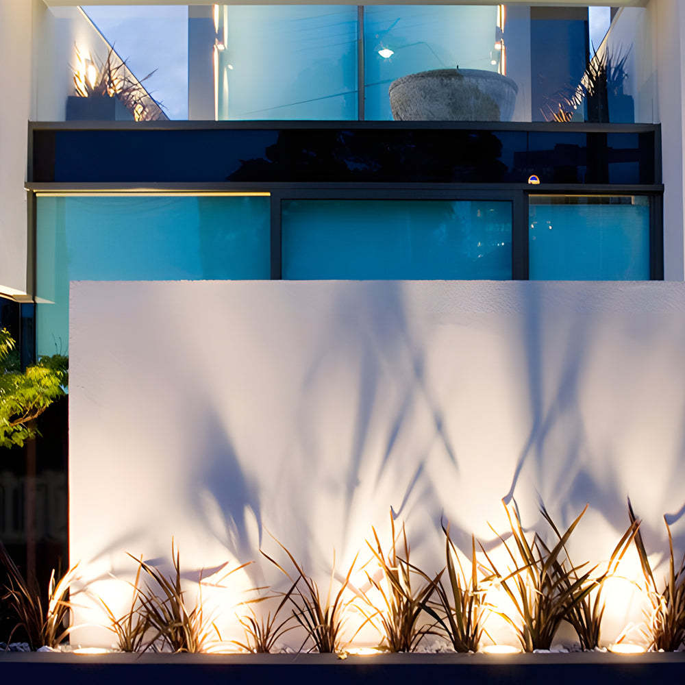 Five-Light Modern Square LED In-Ground Deck Light — Black / Yellow Light