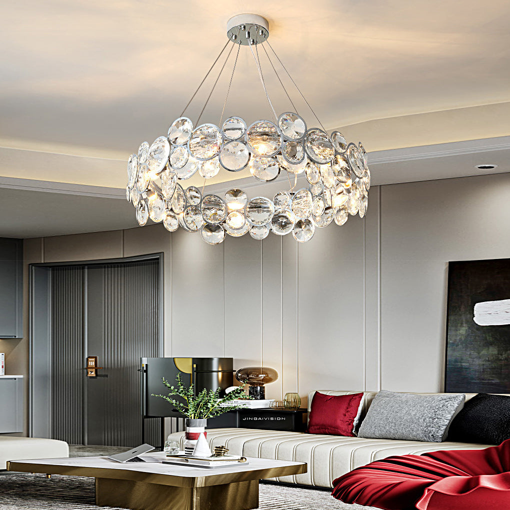 Round Bubble Crystal Plated Metal Modern Chandelier
