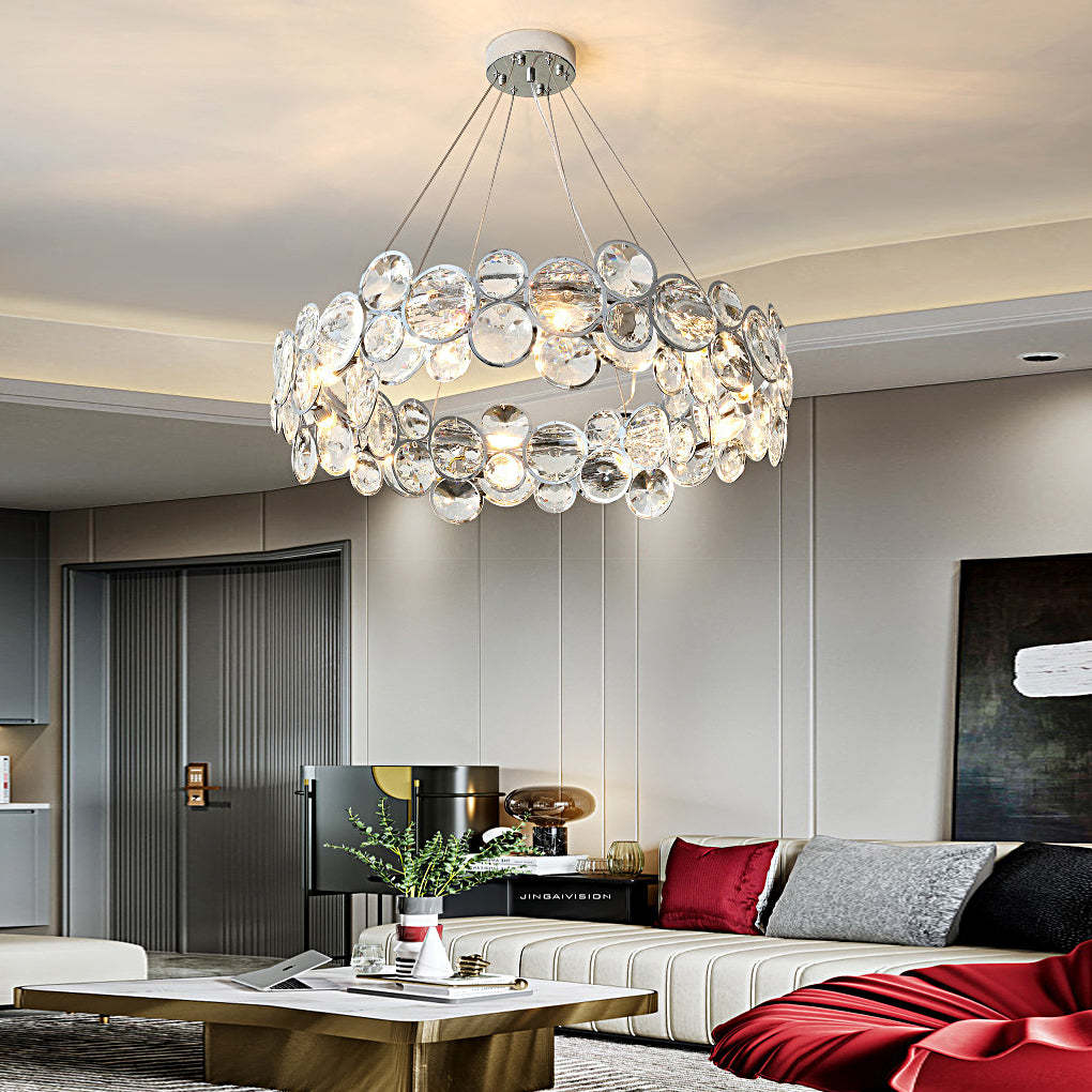 Round Bubble Crystal Plated Metal Modern Chandelier — 24''
