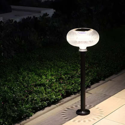 Modern Solar Lawn Light Metal Cylinder Oval  Shade LED Outdoor Bollard Light-Lighom