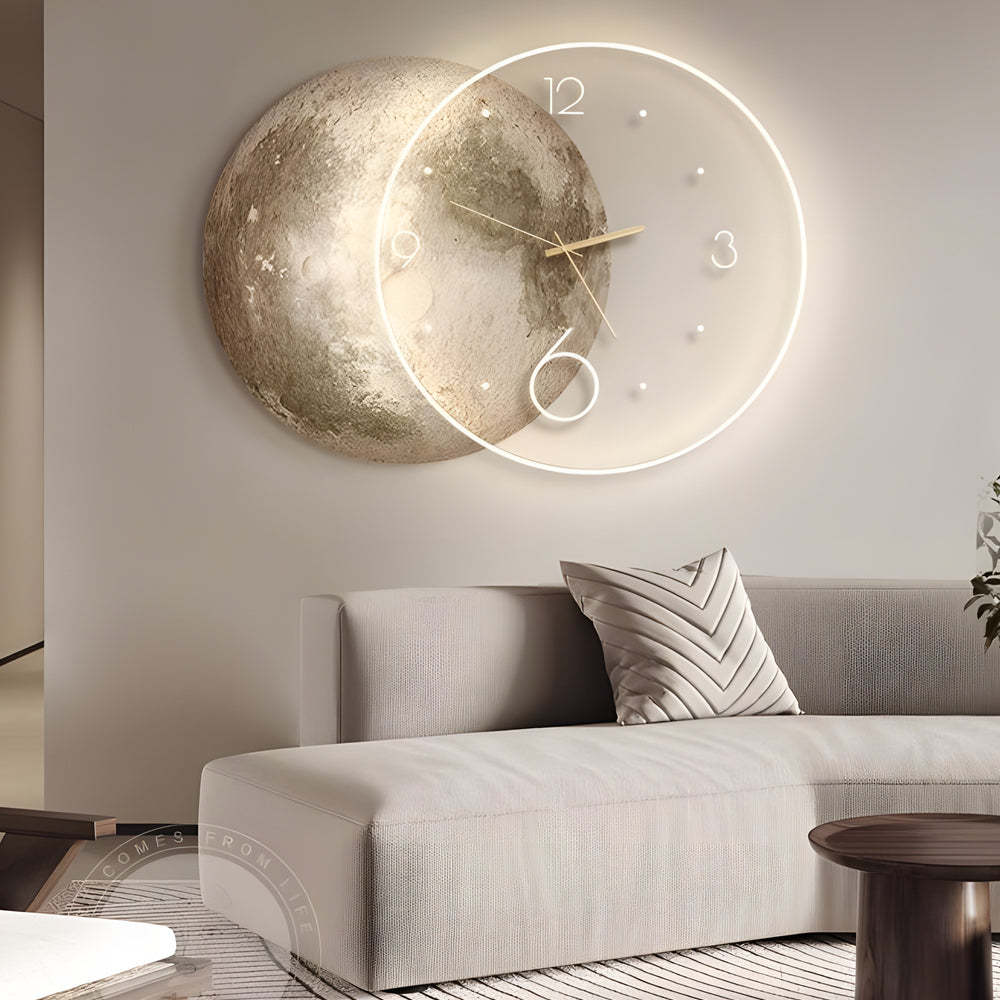 Moon Lunar Wall Clock USB Remote LED Wall Lamp Painting