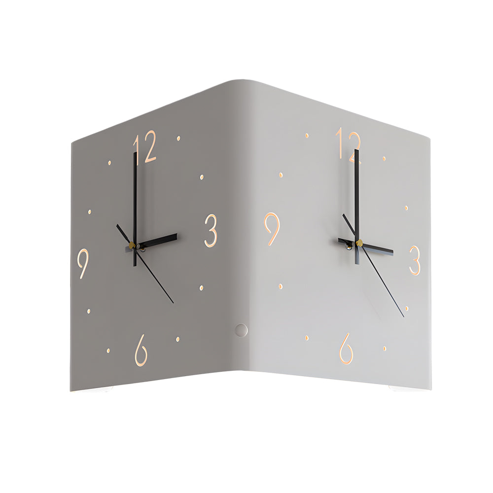 Square Metal Silent Backlit LED Corner Wall Clock Modern Wall Decor-Lighom