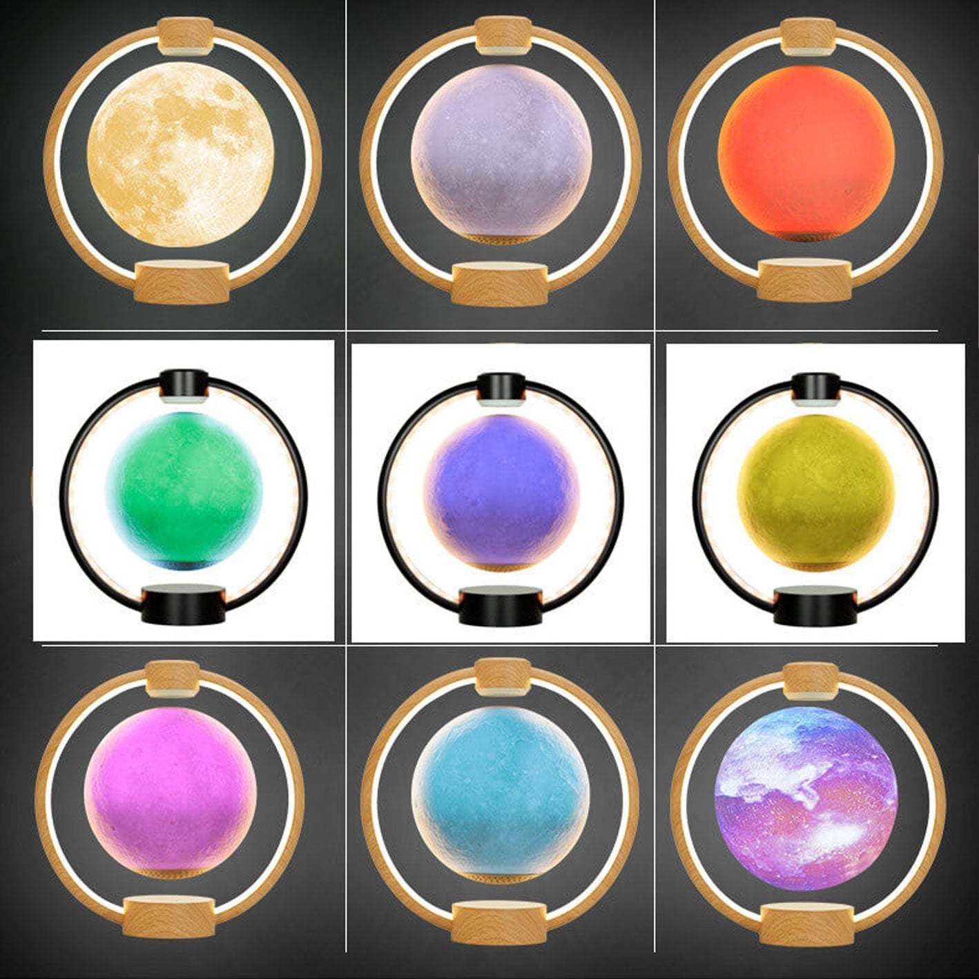 Maglev Moon LED Colorful Night Table Lamp