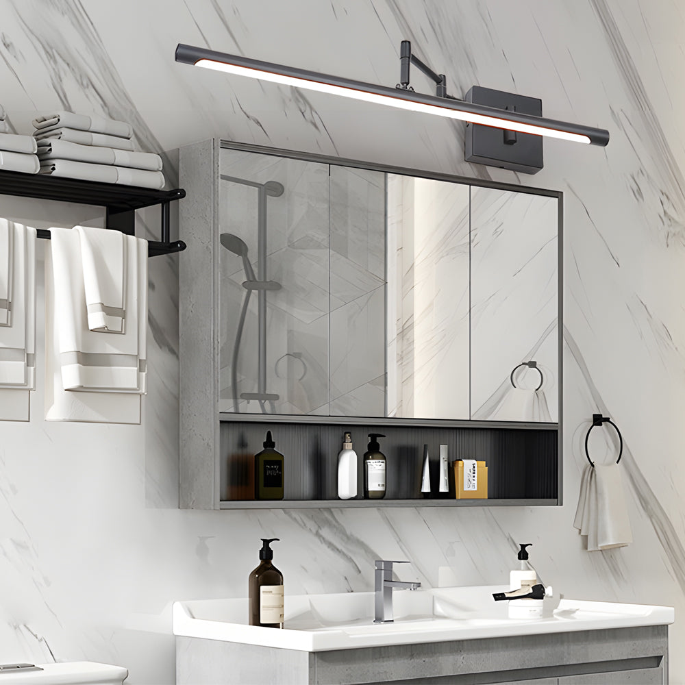 40 in. Matte Swing-Arm Bathroom Vanity Light — Black / 3 Step Dimming