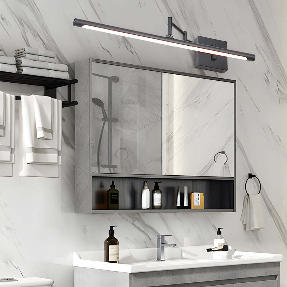 40 in. Matte Swing-Arm Bathroom Vanity Light — Black / 3 Step Dimming