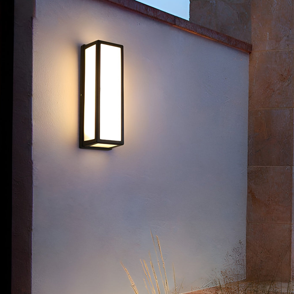 Rectangle LED Waterproof Motion Sensor Black Modern Wall Sconce Lighting-Lighom