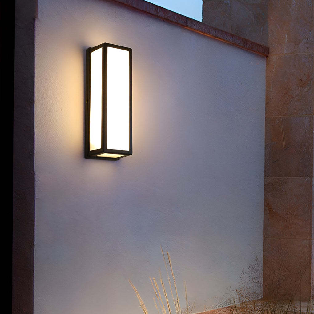 Rectangle LED Waterproof Motion Sensor Black Modern Wall Sconce Lighting-Lighom