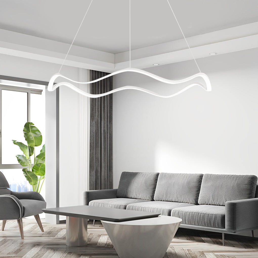 Circular Wavy LED Stepless Dimming Modern Pendant Chandelier
