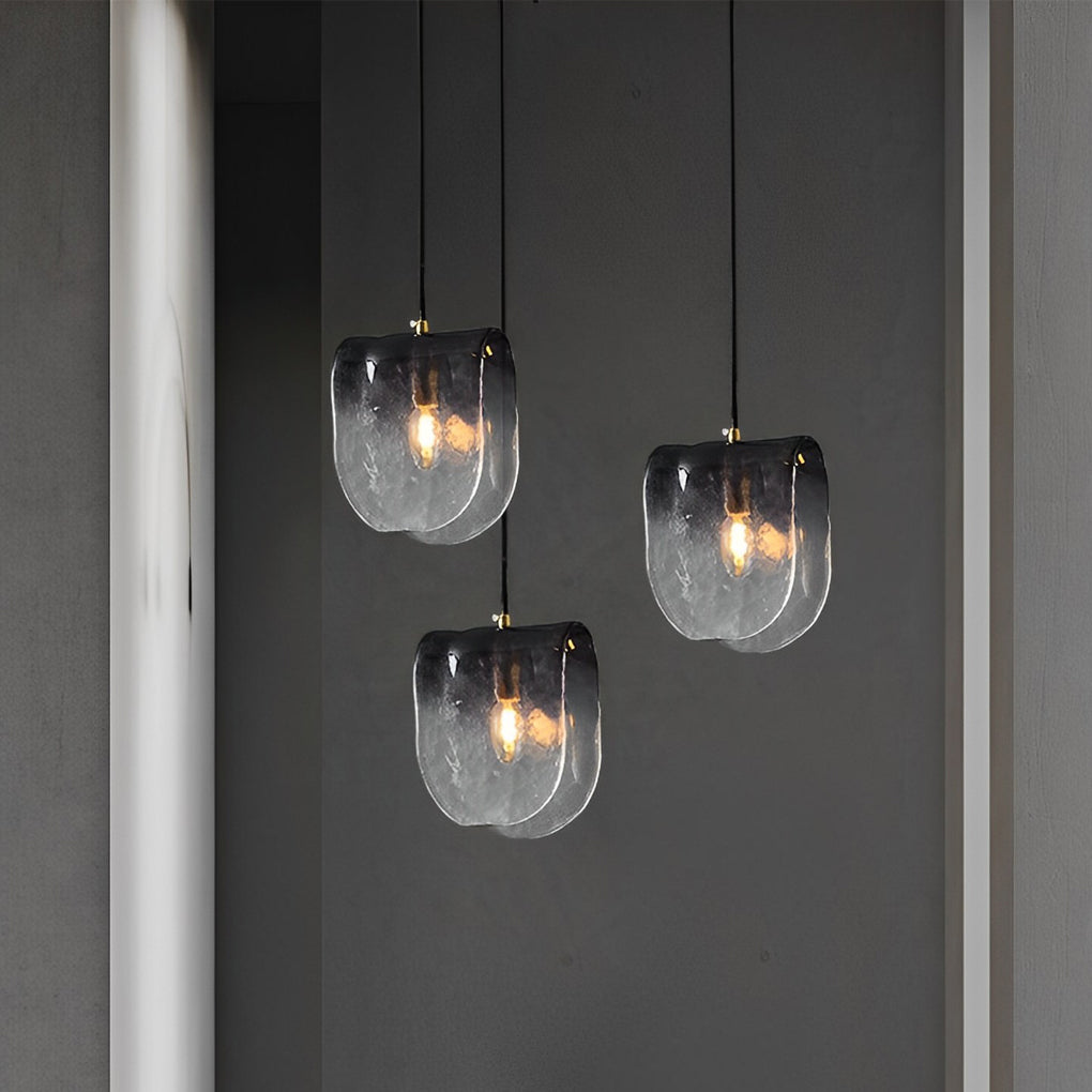 Gradient Smoky Gray Glass Postmodern Mini Pendant