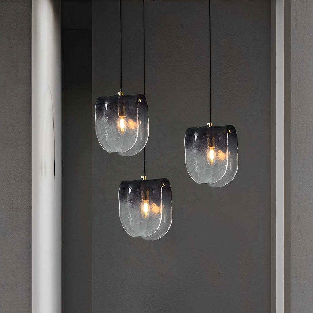 Gradient Smoky Gray Glass Postmodern Mini Pendant