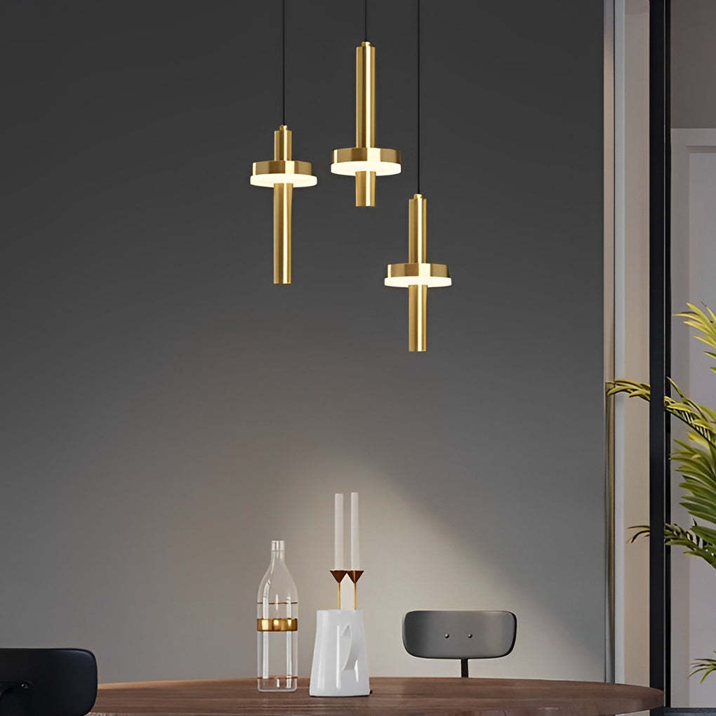 Circle Cylinder LED Gold Nordic Island Pendant