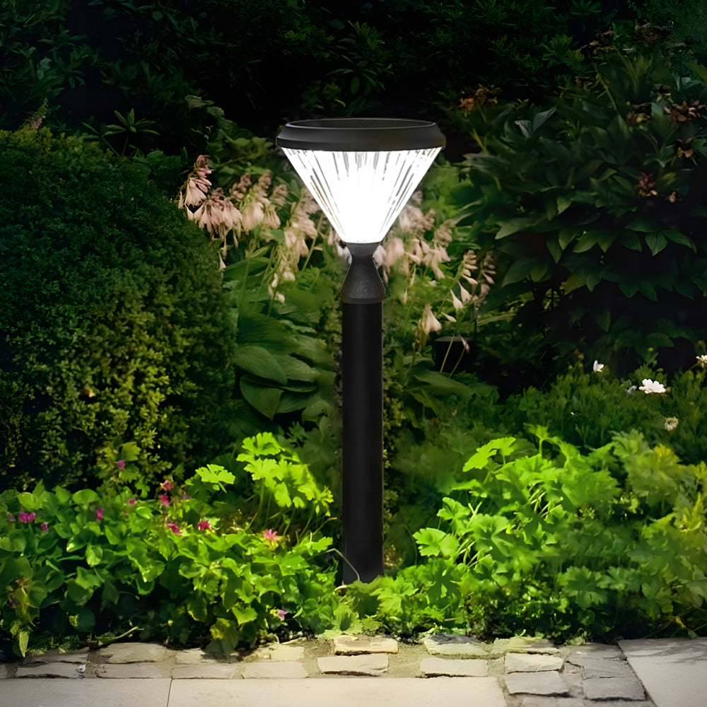 Black Solar LED Bollard Path Light — WHTIE