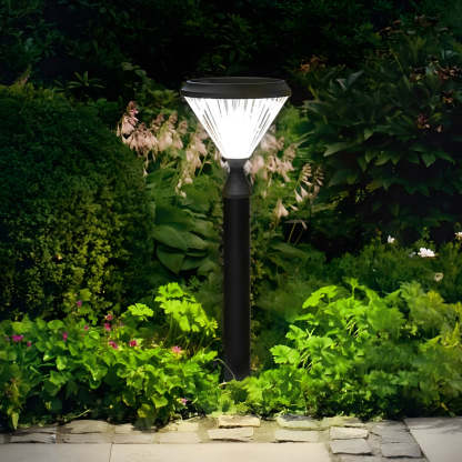 Black Solar LED Bollard Path Light — WHTIE