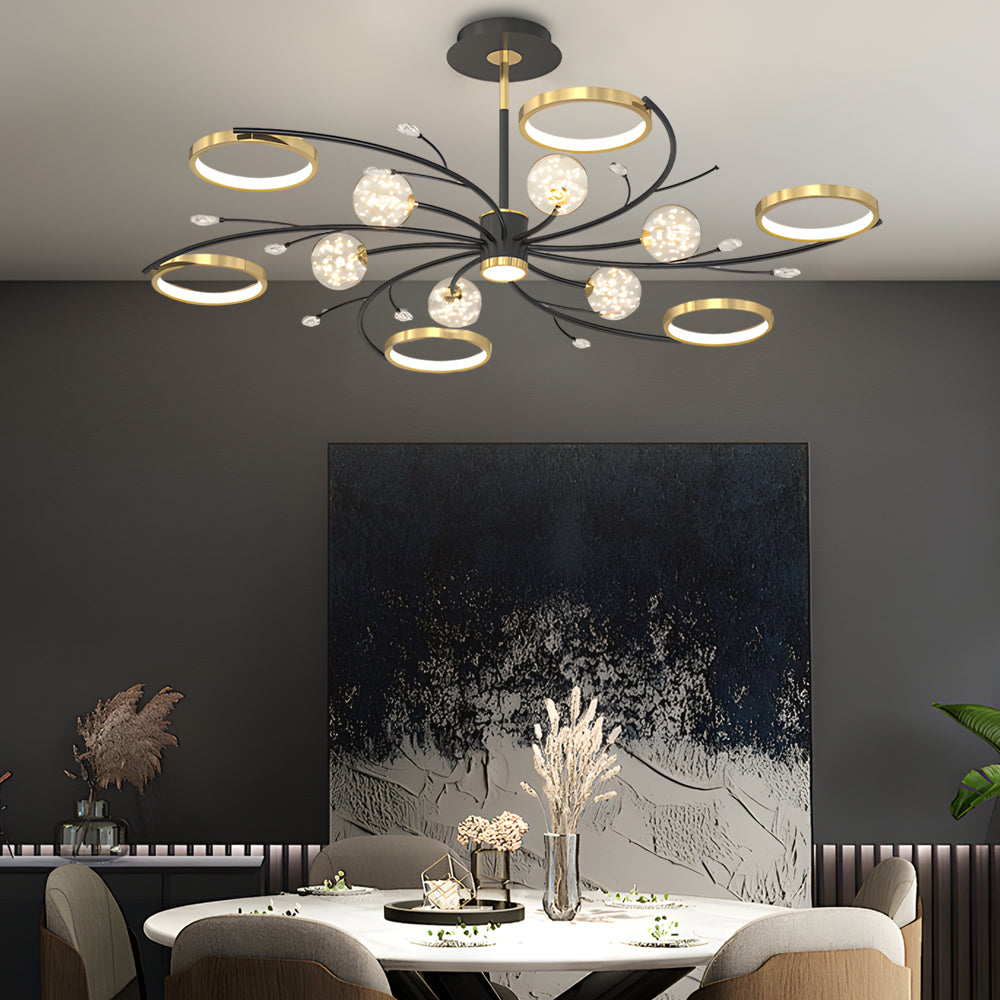 Star Ring Flower Branch Crystal Modern Ceiling Light