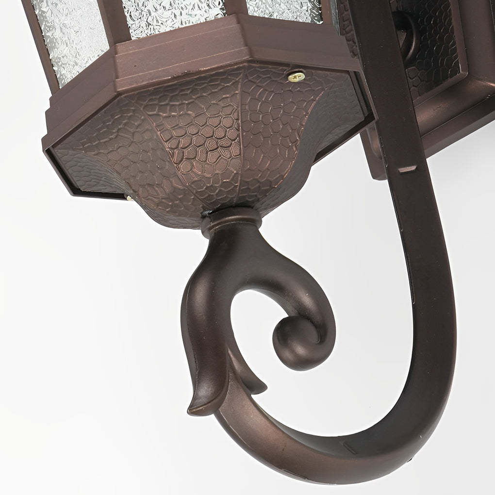 Waterproof Retro Aluminum Glass Shade European Style Outdoor Wall Lights-Lighom