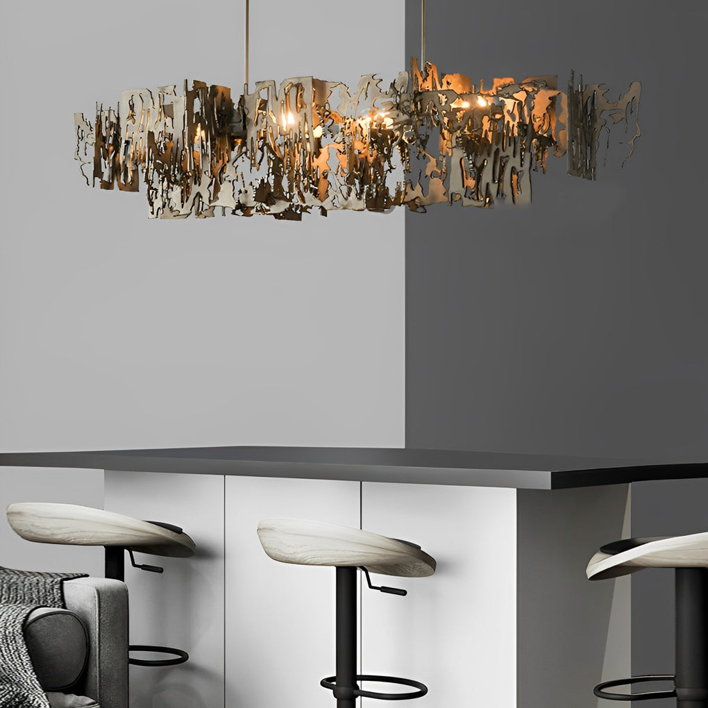 Lighom long postmodern gold chandeliers — Brushed Gold