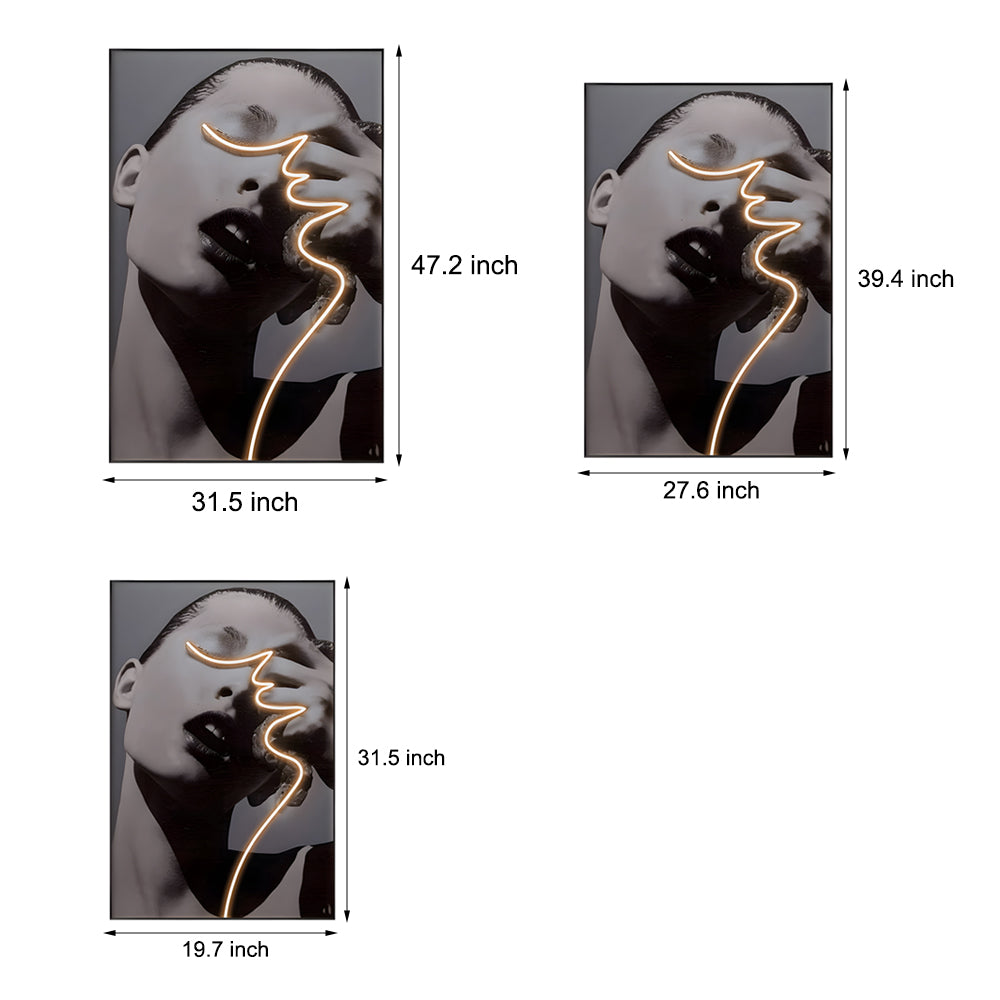 LED Crystal Porcelain Lady Profile Wall Painting-Lighom