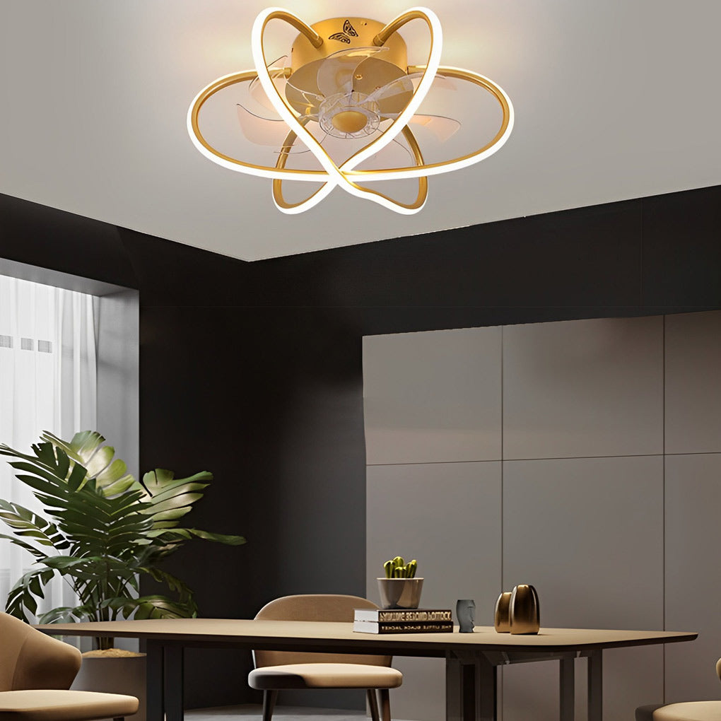 Round Flower Cage Dimmable Remote Bladeless Fan