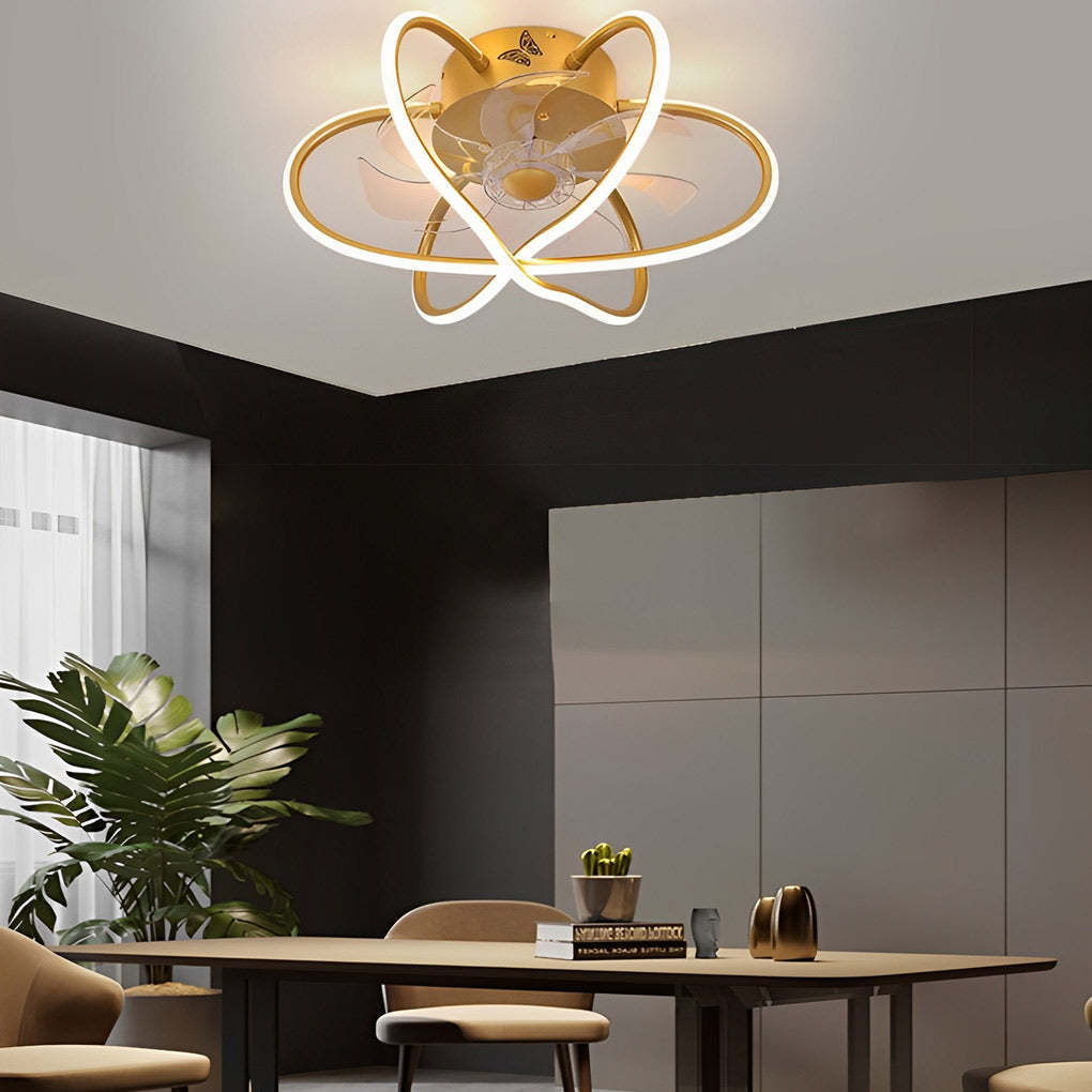 Round Flower Cage Dimmable Remote Bladeless Fan