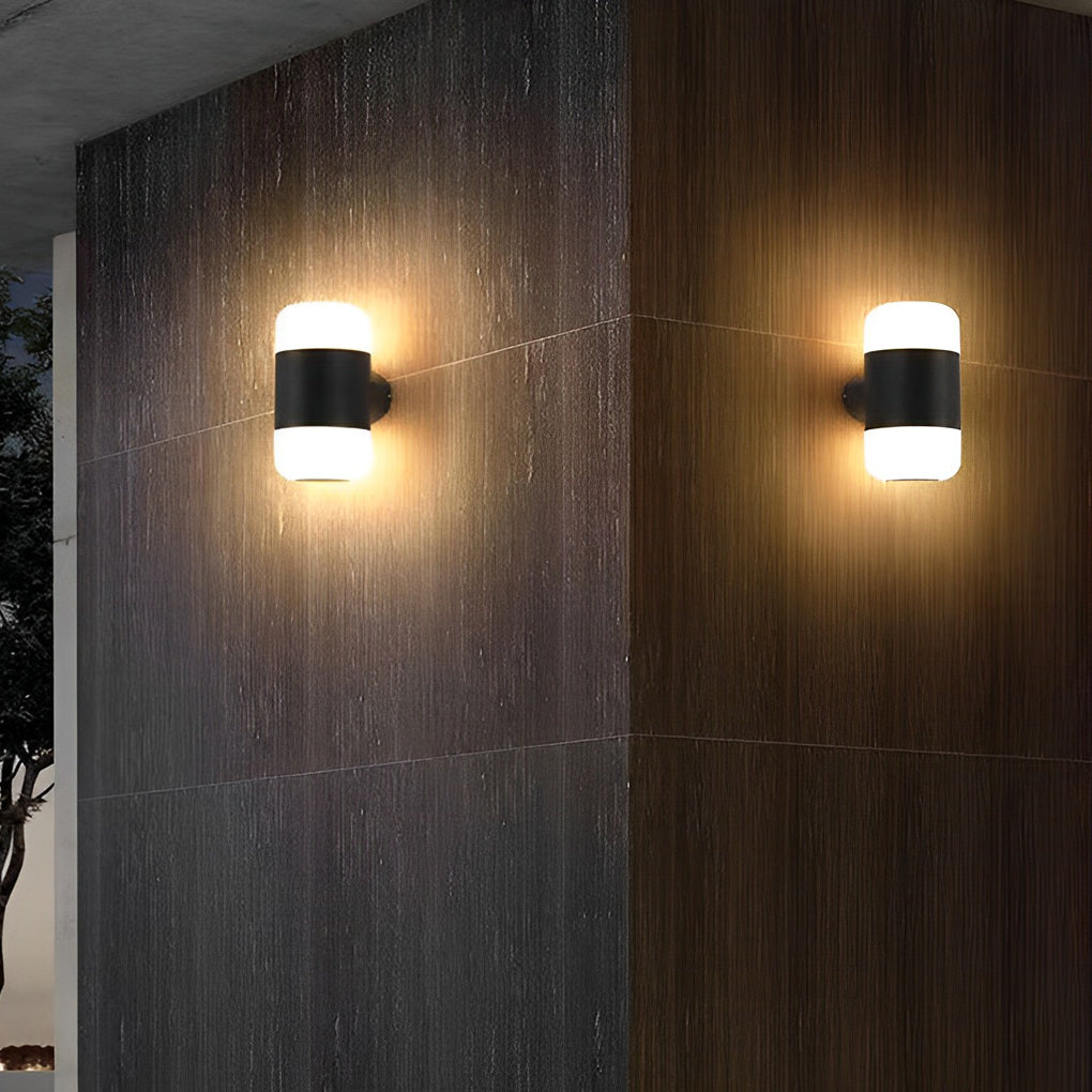 Round Up and Down Light LED Waterproof Black Modern Outdoor Wall Lamp-Lighom