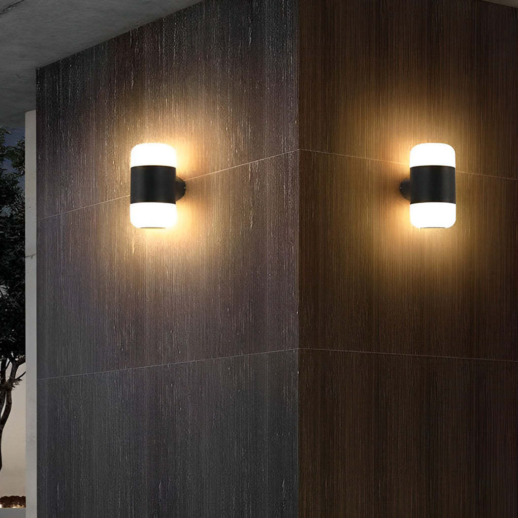 Round Up and Down Light LED Waterproof Black Modern Outdoor Wall Lamp-Lighom