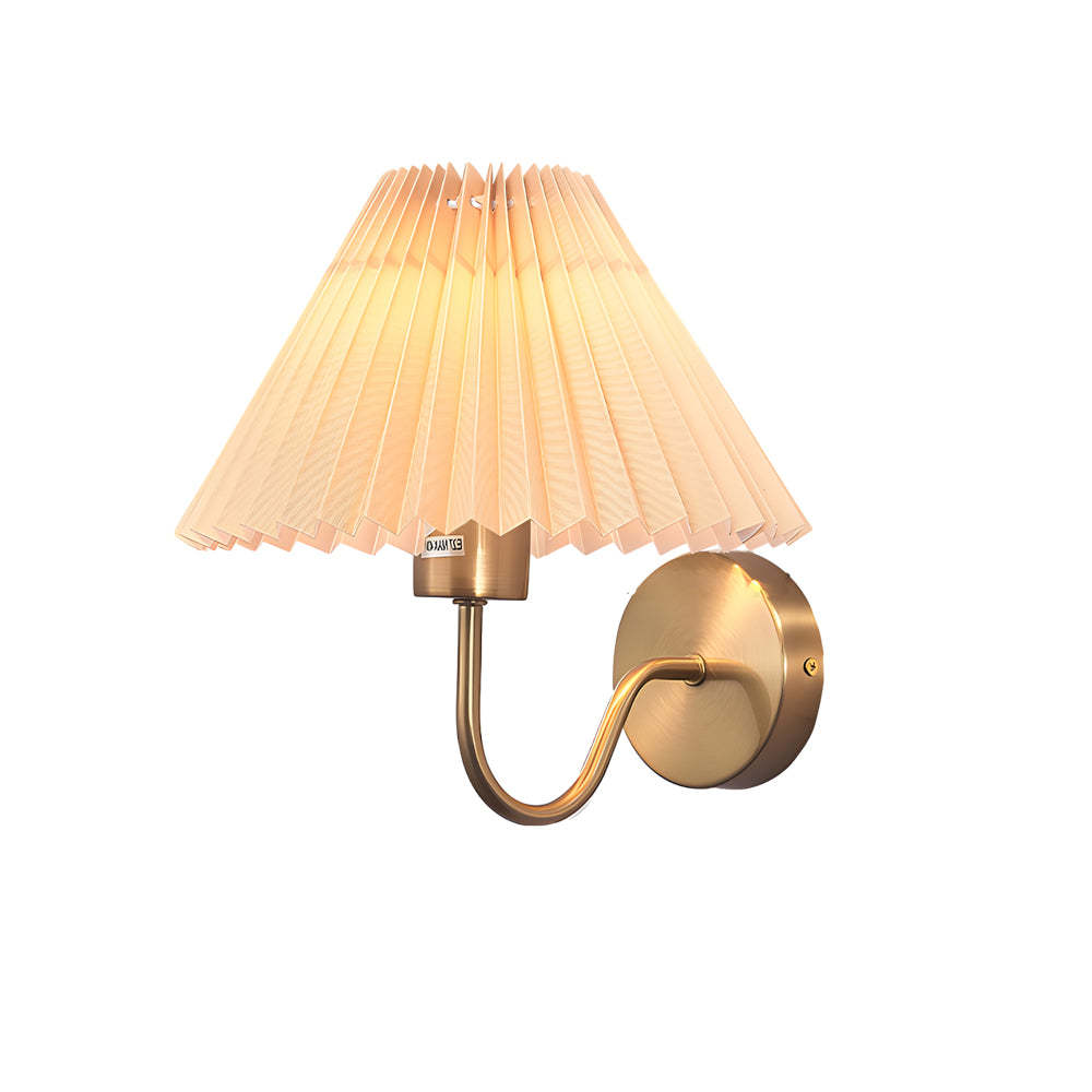 Vintage 1-Light Dimmable Metallic Pleated Fabric Sconce