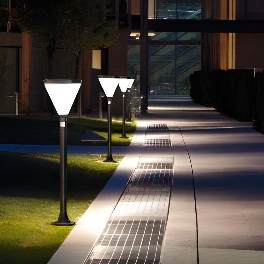 3.7V Cone Modern Solar Powered LED Path Light with Ground Insert or Mounting Base-Lighom