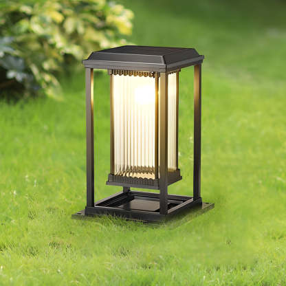 Square Waterproof Intelligent Light Control Black Solar Lawn Lights-Lighom