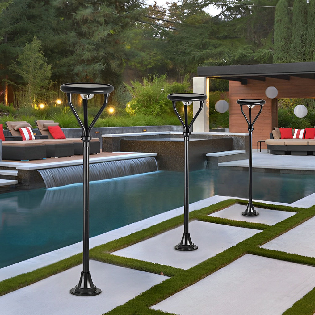 Round LED Waterproof Intelligent Modern Solar Lamp Post Outdoor Light-Lighom